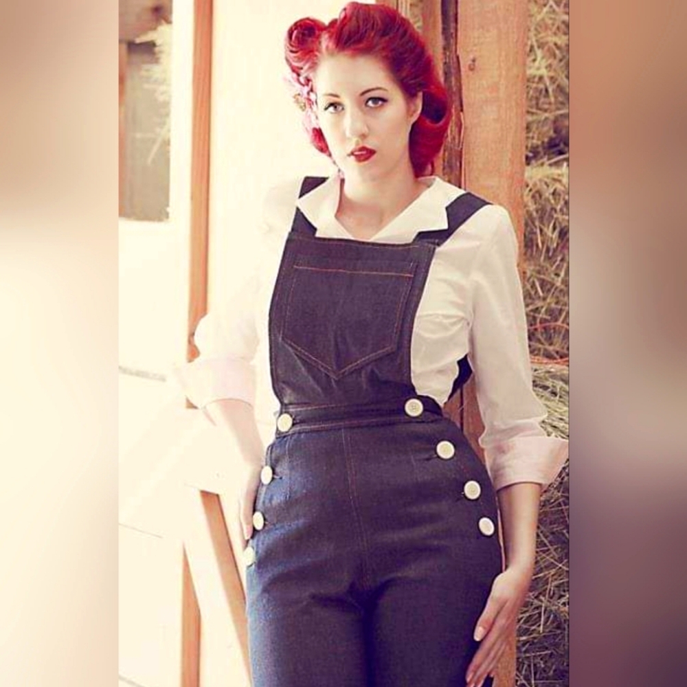 Brand New Never Worn Pinup Overalls 1940- Early 50s wide leg High Waist Small